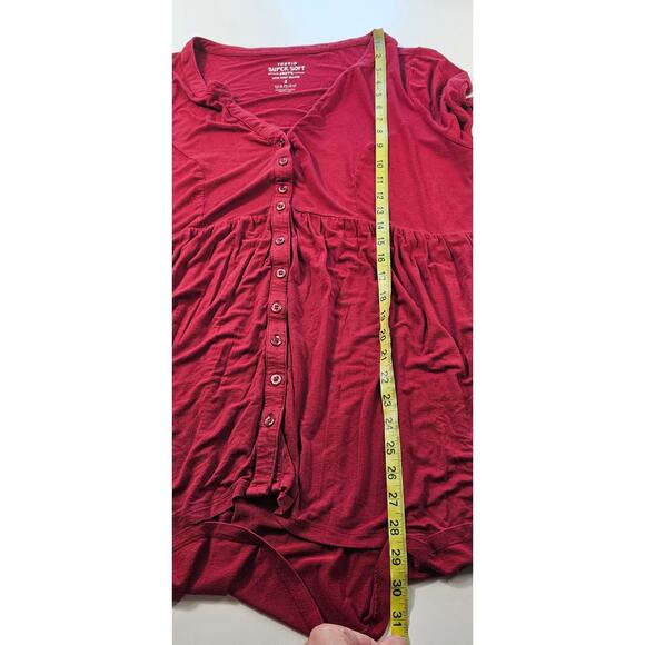 Torrid 2 (2X) soft knit red button up babydoll blouse tie arm summer casual - Picture 5 of 5